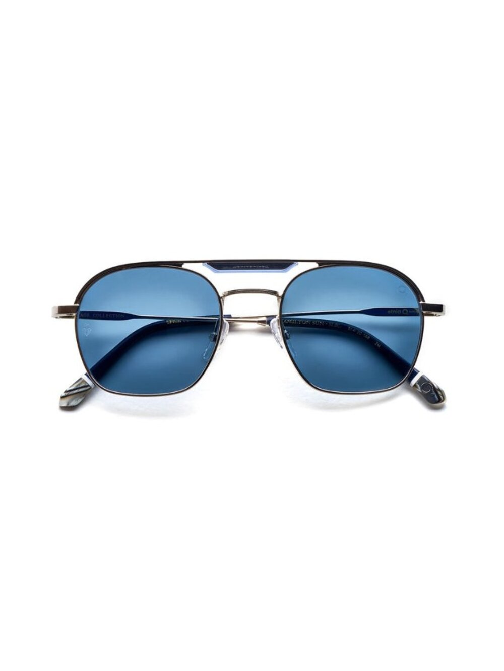 New Etnia Barcelona Unisex Sunglasses Silver Square Blue Lens Metal Frame SUN 51